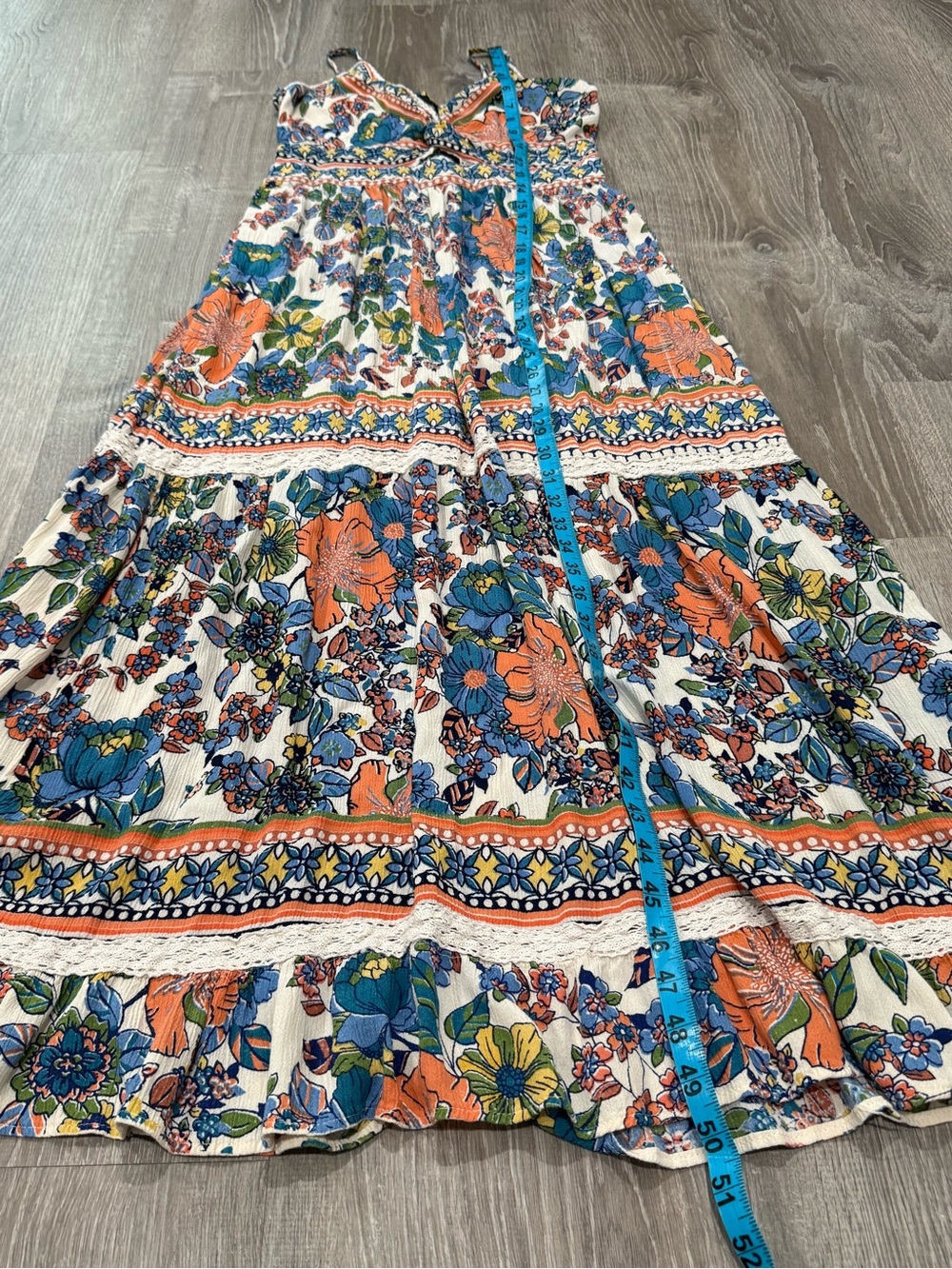 Angie Floral Boho Maxi Dress | Size L | Lace Trim | Festival Cottagecore - Picture 6 of 8